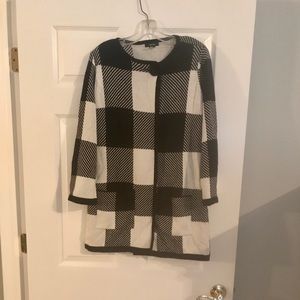 Black and cream sweater coat